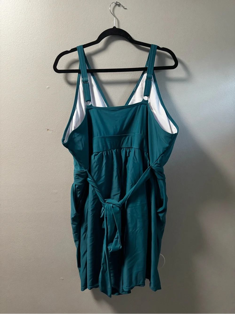 BloomChic Size 28 Teal Swim romper with pockets and belt